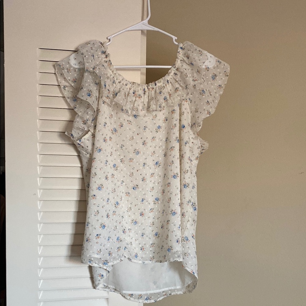 LOFT WOMEN’S FLORAL WHITE BLOUSE